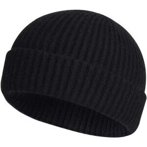 Unisex Wool Knit Fisherman Beanie Winter Warm Short Cuffed Skullcap Hat